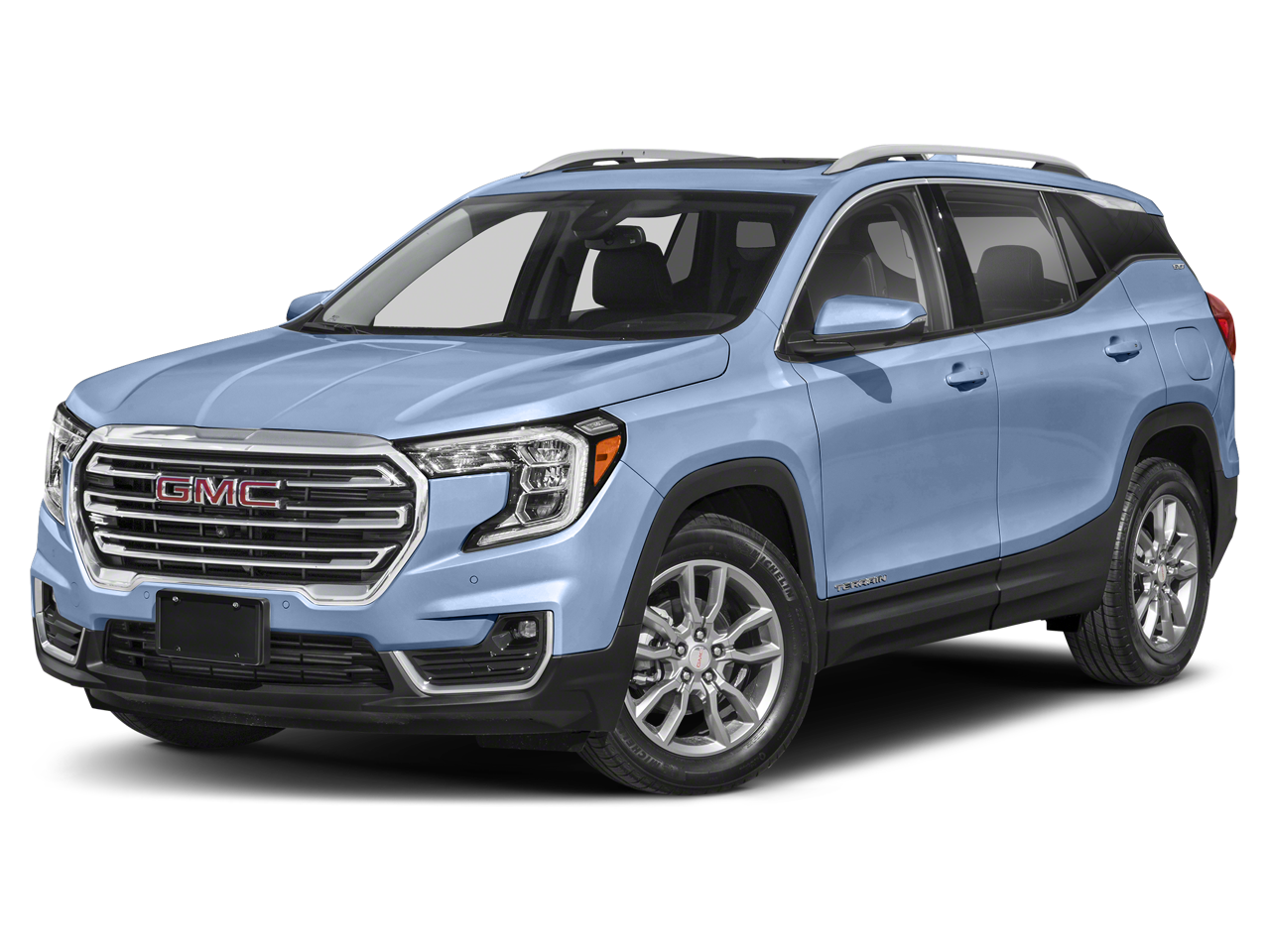 2024 GMC Terrain SLE in Riptide Metallic — front three-quarter view